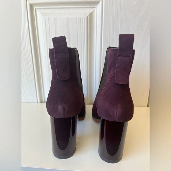 Sanctuary Footwear Ravish Burgundy Chelsea Suede Block Heel Booties Size 7.5 - Picture 6 of 8
